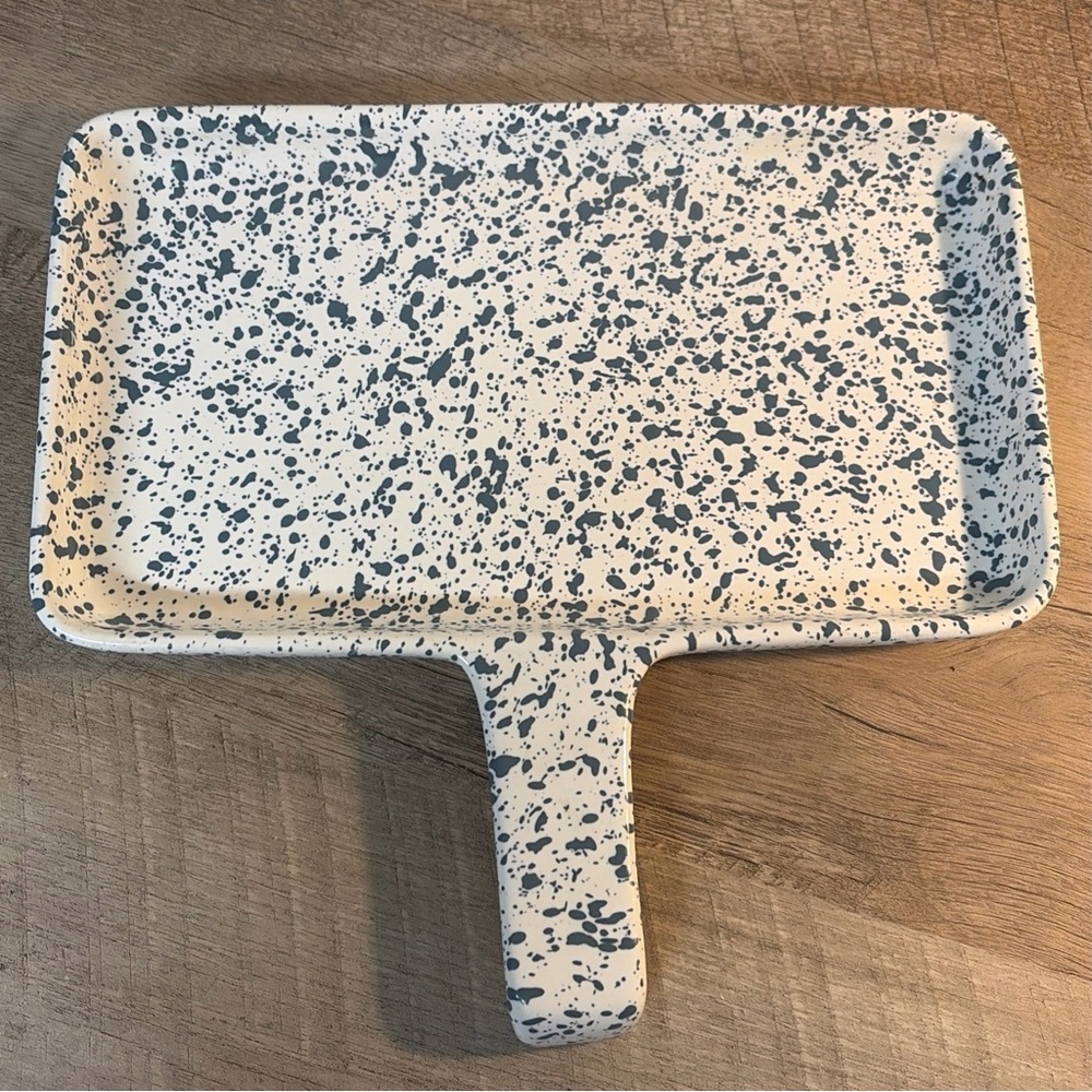 Dr. Douglas WONDER BAKER Baking Pan Stoneware Ovenware Blue Grey Splatter